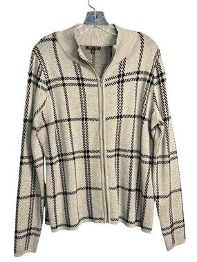 Lety & Me Womens XL Full-Zip Plaid Cardigan Sweater